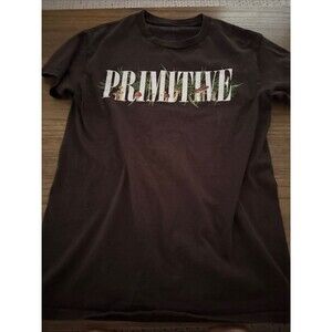 Primitive Black Tee with White Botanical Mushroom Logo